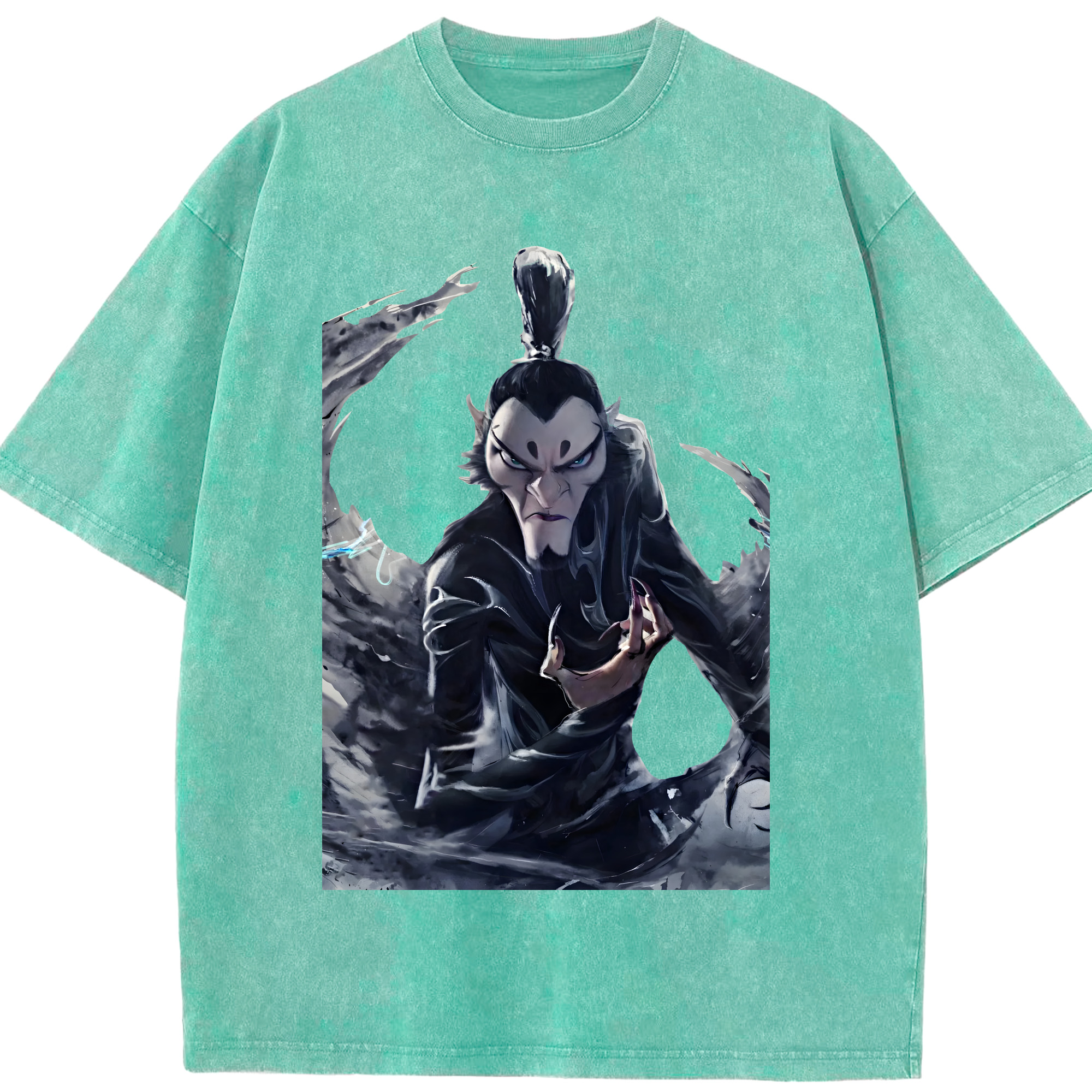 （画像用） Ne Zha 2 ナタ 魔童の大暴れ 綿100% ヴィンテージ風 半袖Tシャツ（フロントプリント）